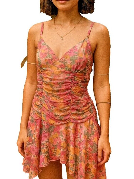 wild fable Dresses & Skirts - Vintage Y2K Floral Mesh Overlay Dress Pink Fairy pinup size XL Wild Fable. Q